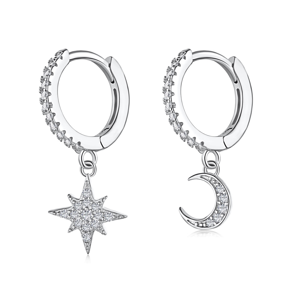 [Okajuri Jewelry]Star and Moon Asymmetric Earrings