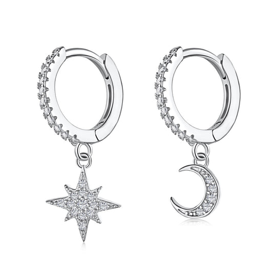 [Okajuri Jewelry]Star and Moon Asymmetric Earrings