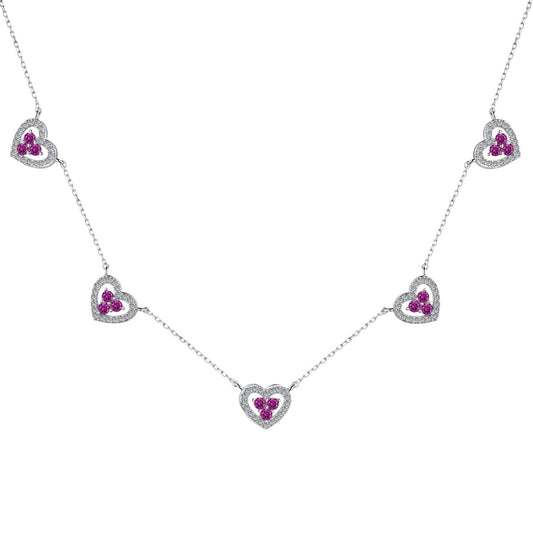 [Okajuri Jewelry]Sparkling Five Heart Necklace
