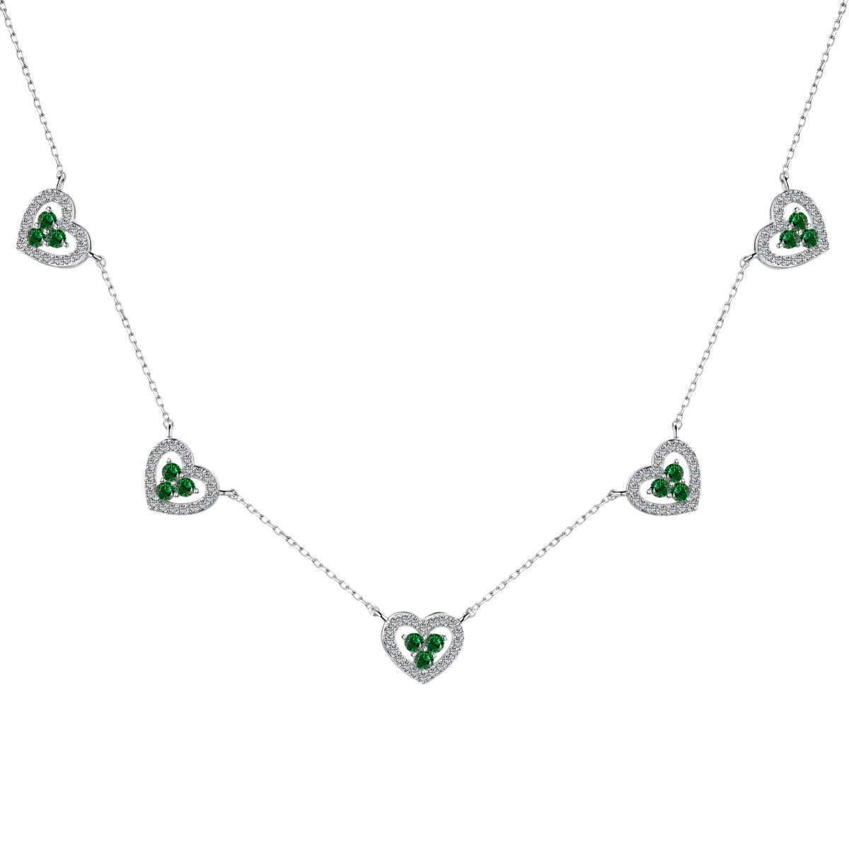 [Okajuri Jewelry]Sparkling Five Heart Necklace