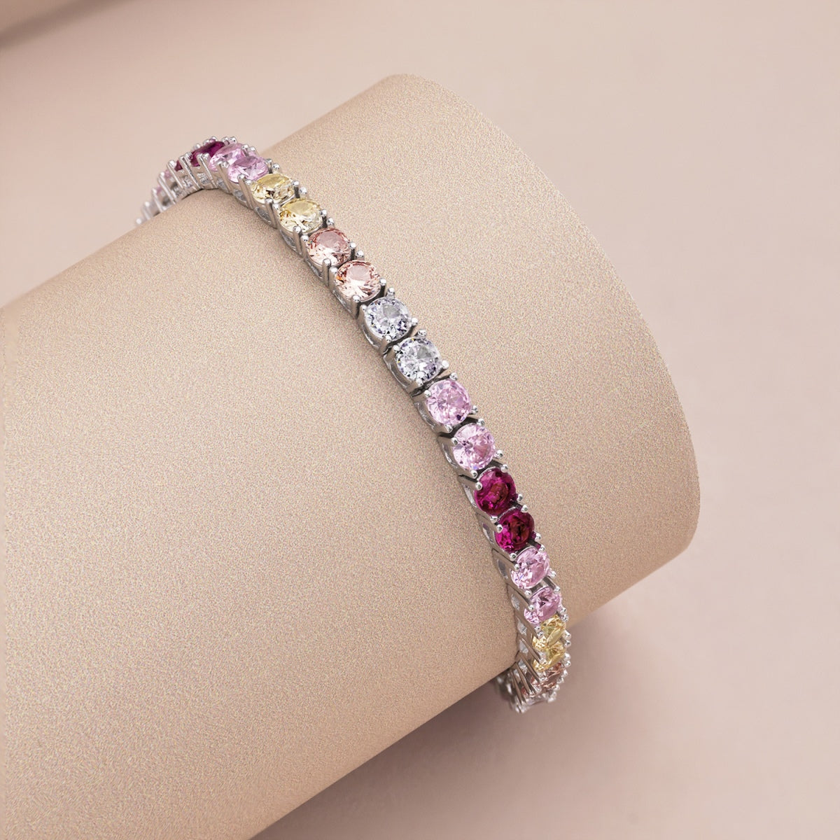 [Okajuri Jewelry]Radiant Colorful Round Cut Tennis Bracelet