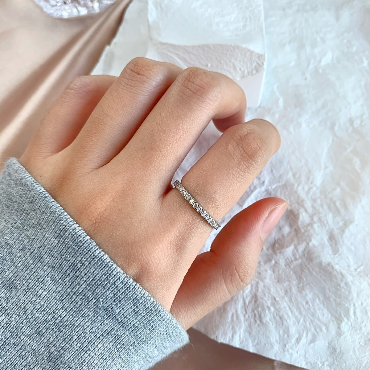 [Okajuri Jewelry]Delicate Sparkling Round Cut Daily Ring