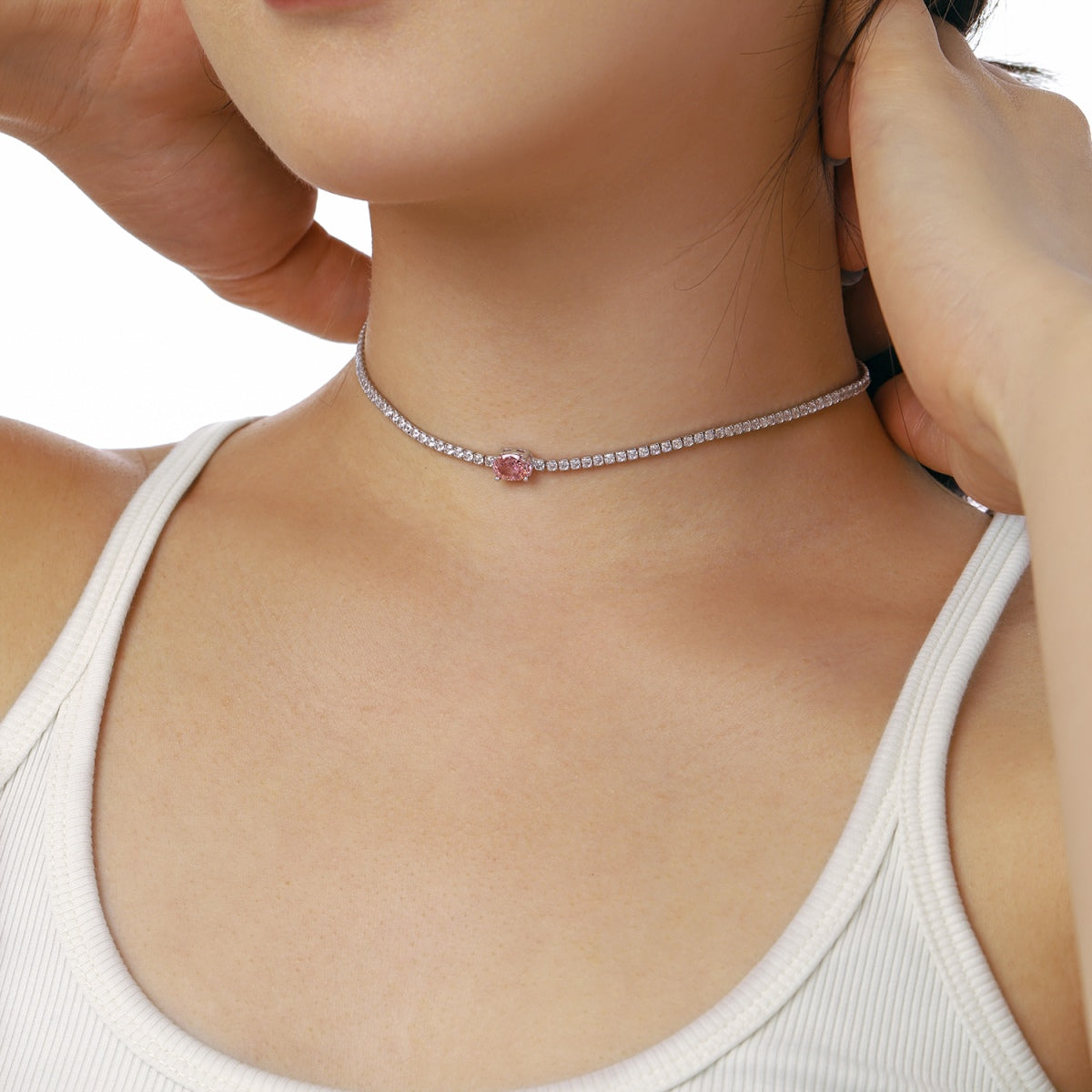 [Okajuri Jewelry]1.0 Carat Shining Oval Cut Necklace