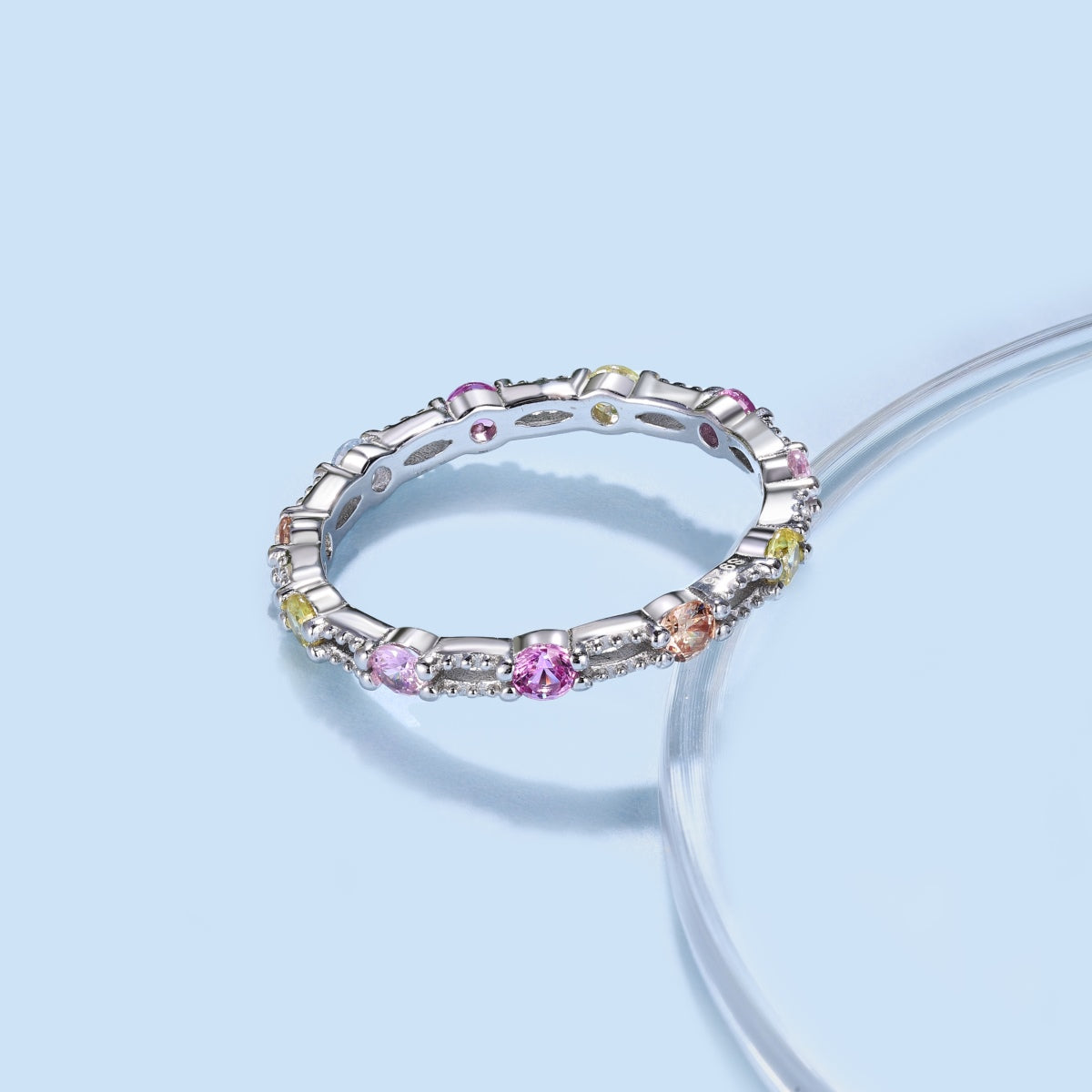 [Okajuri Jewelry]Sparkling Colorful Round Cut Tennis Ring