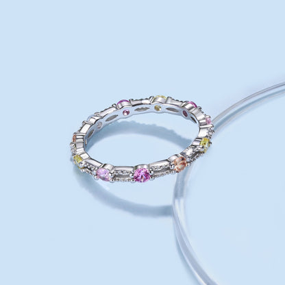 [Okajuri Jewelry]Sparkling Colorful Round Cut Tennis Ring