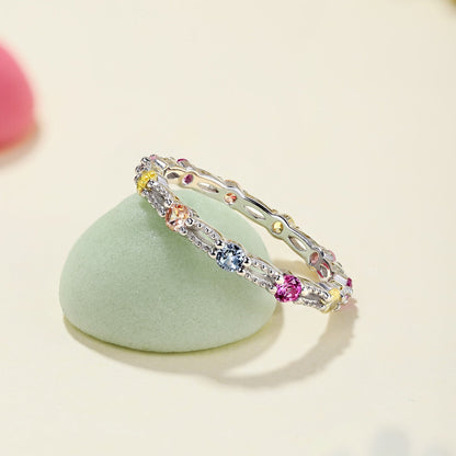 [Okajuri Jewelry]Sparkling Colorful Round Cut Tennis Ring