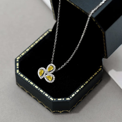 [Okajuri Jewelry]Elegant Flower Shape Pear Cut Necklace