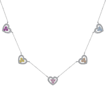 [Okajuri Jewelry]Sparkling Five Heart Necklace