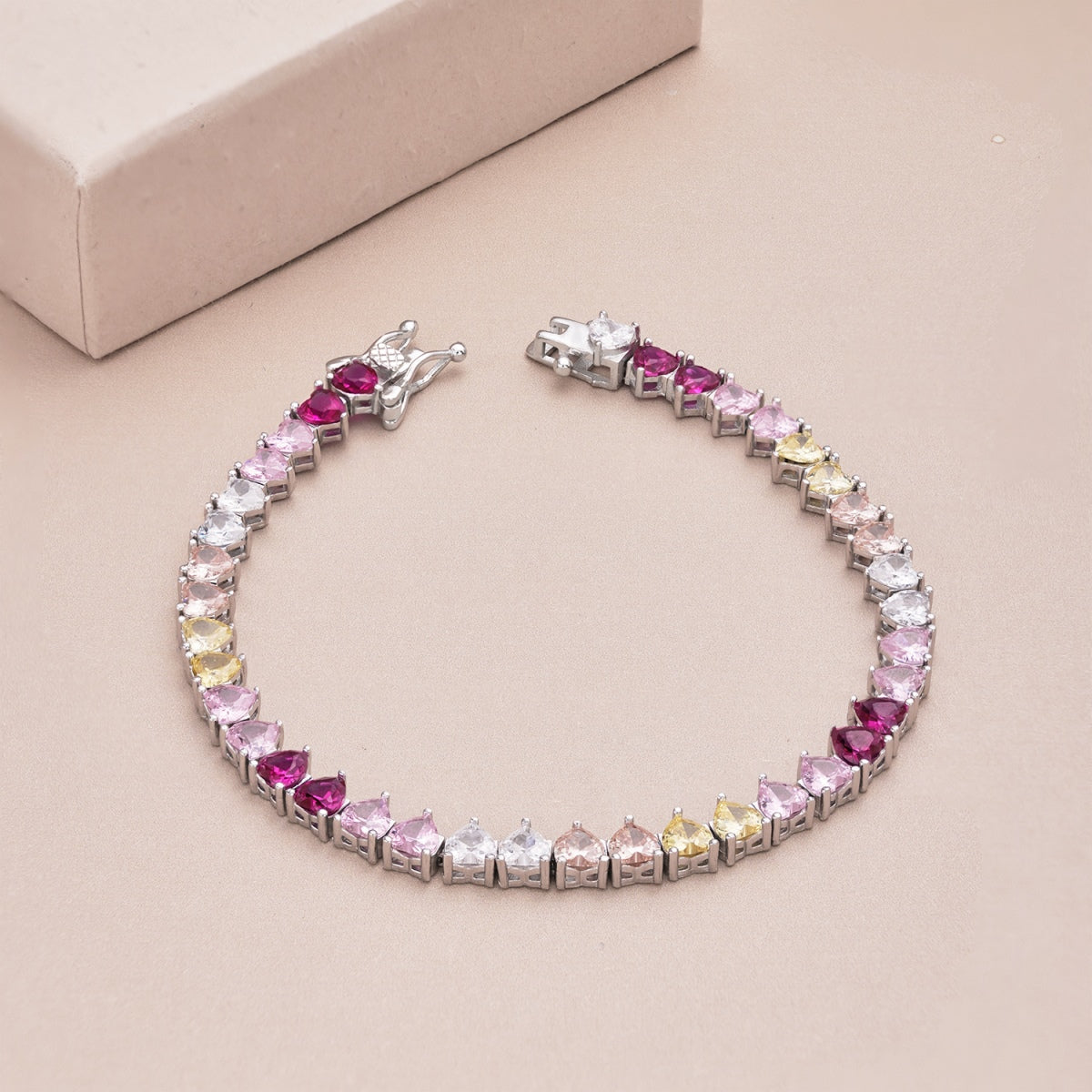 [Okajuri Jewelry]Luxurious Colorful Romantic Heart Shape Lover Bracelet