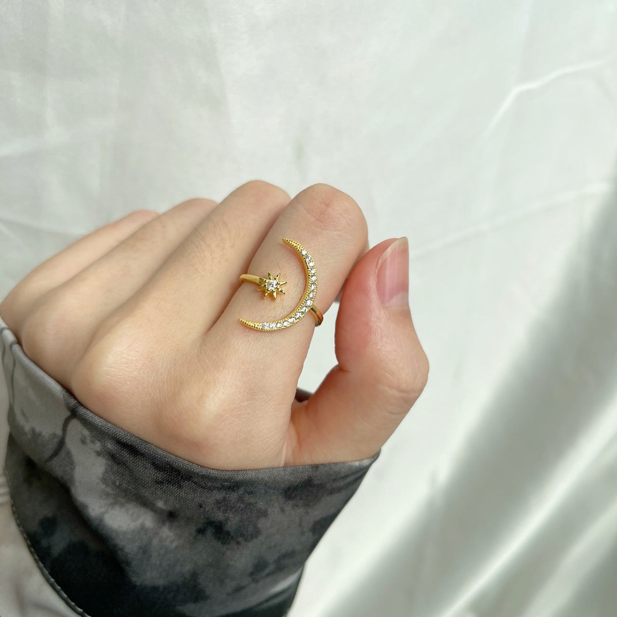 [Okajuri Jewelry]Eternity Moon & Star Ring
