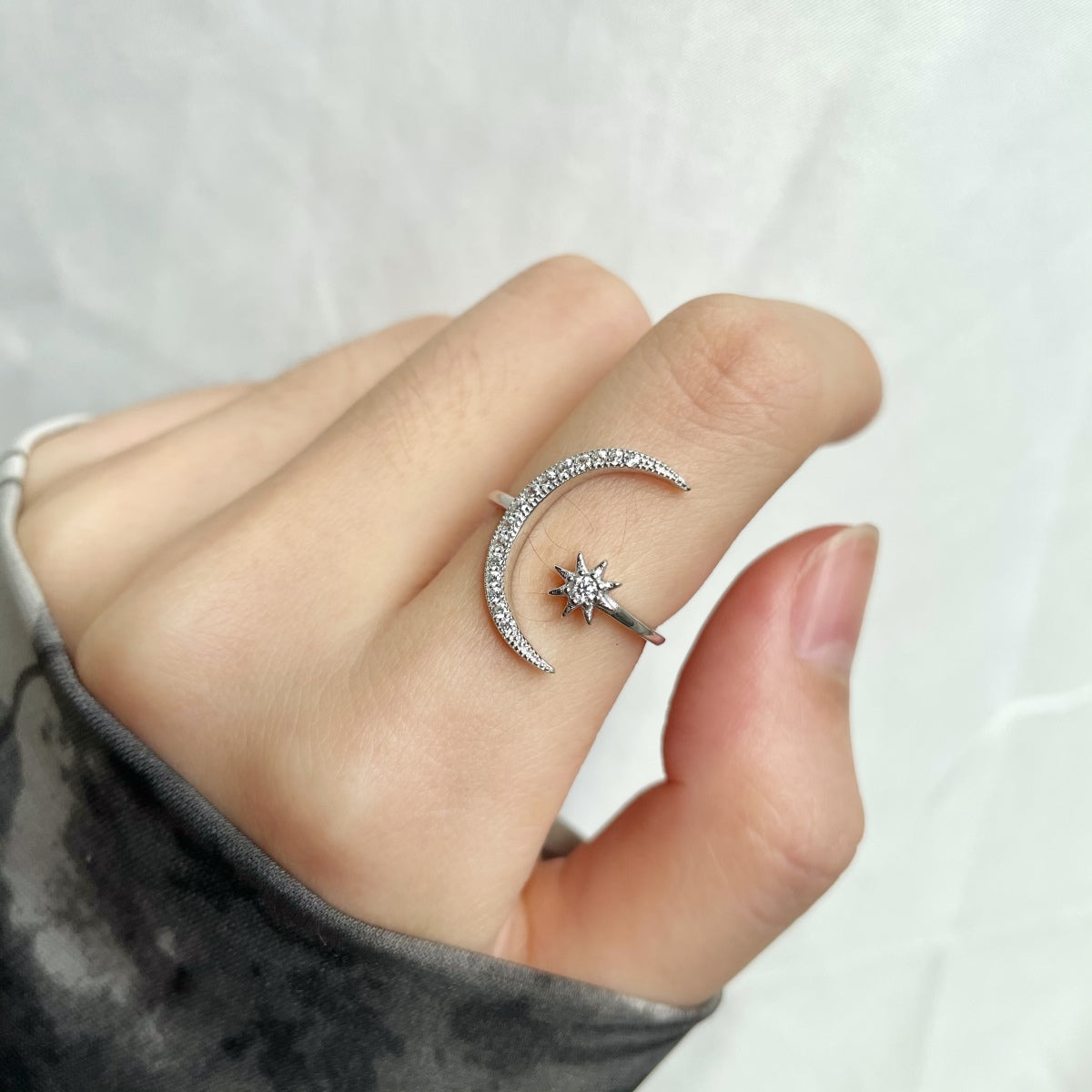 [Okajuri Jewelry]Eternity Moon & Star Ring