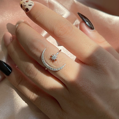 [Okajuri Jewelry]Eternity Moon & Star Ring