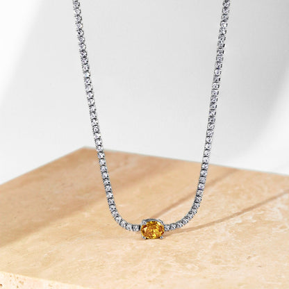 [Okajuri Jewelry]1.0 Carat Shining Oval Cut Necklace