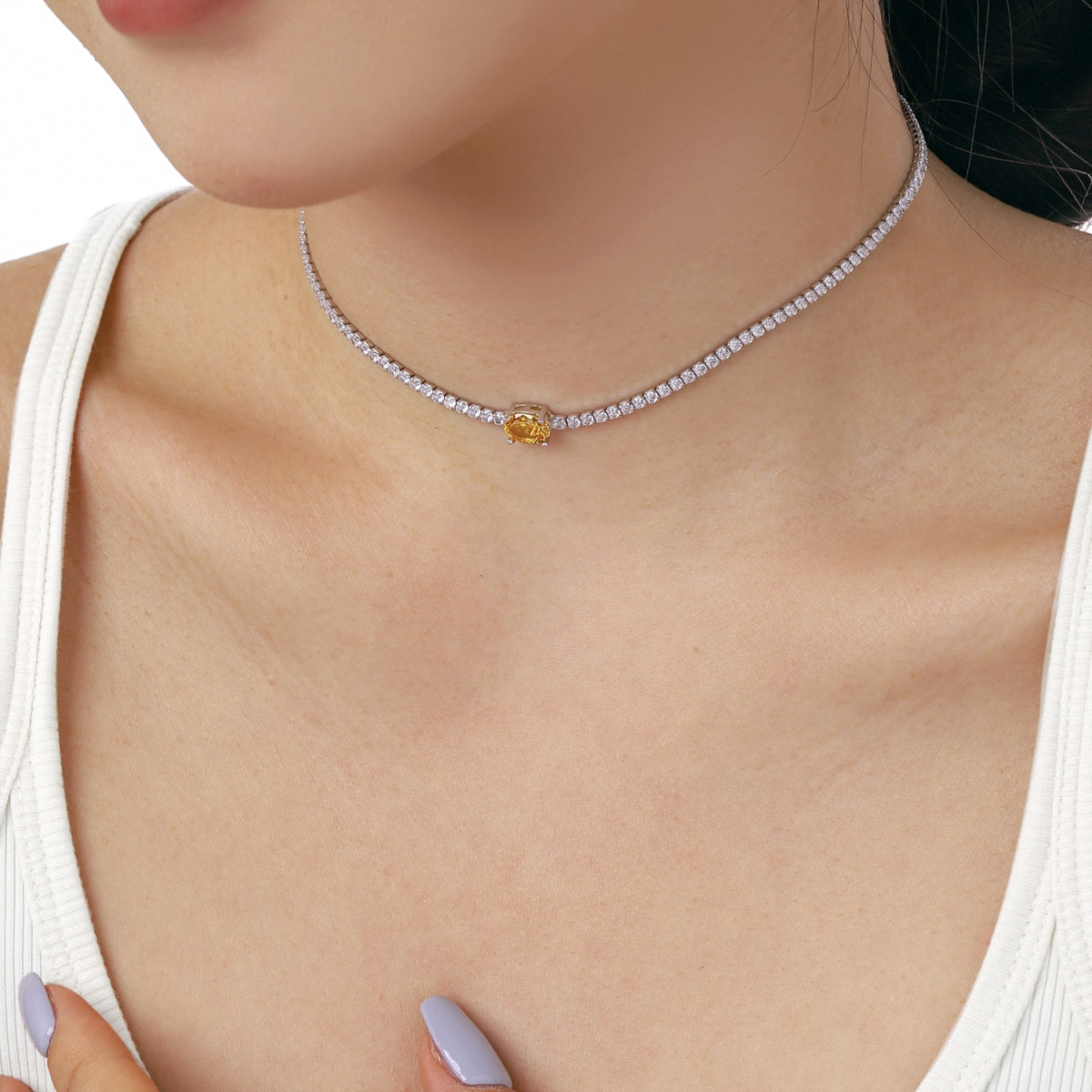 [Okajuri Jewelry]1.0 Carat Shining Oval Cut Necklace