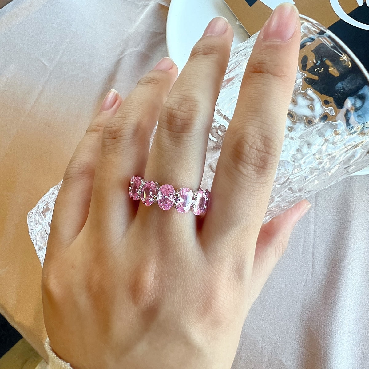 [Okajuri Jewelry]Dainty Elongated Cushion Cut Tennis Ring