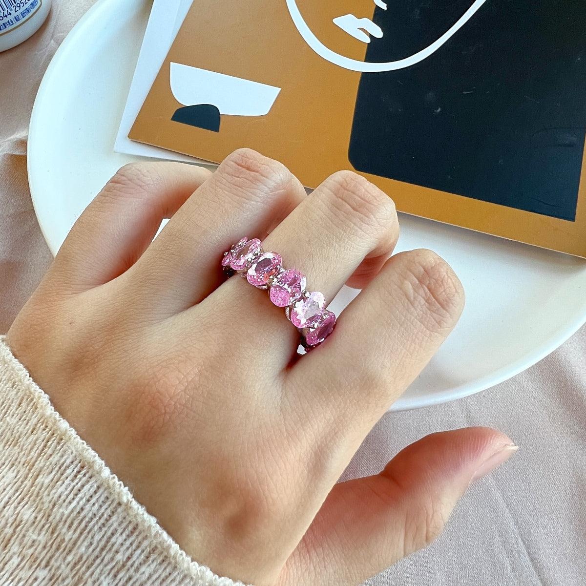 [Okajuri Jewelry]Dainty Elongated Cushion Cut Tennis Ring