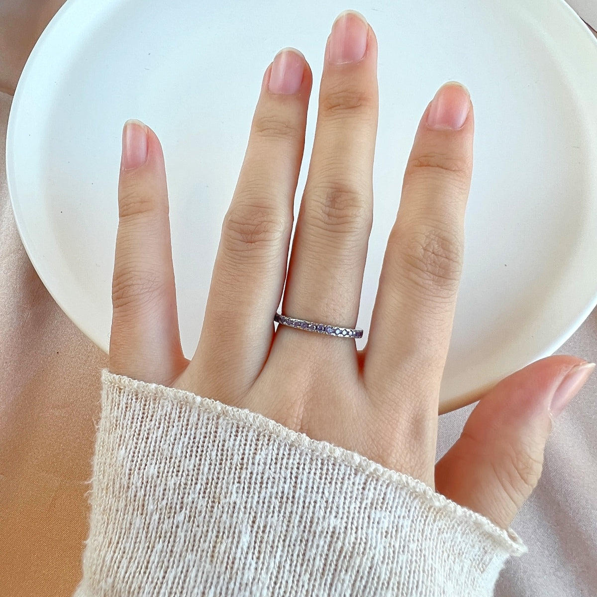 [Okajuri Jewelry]Delicate Sparkling Round Cut Daily Ring