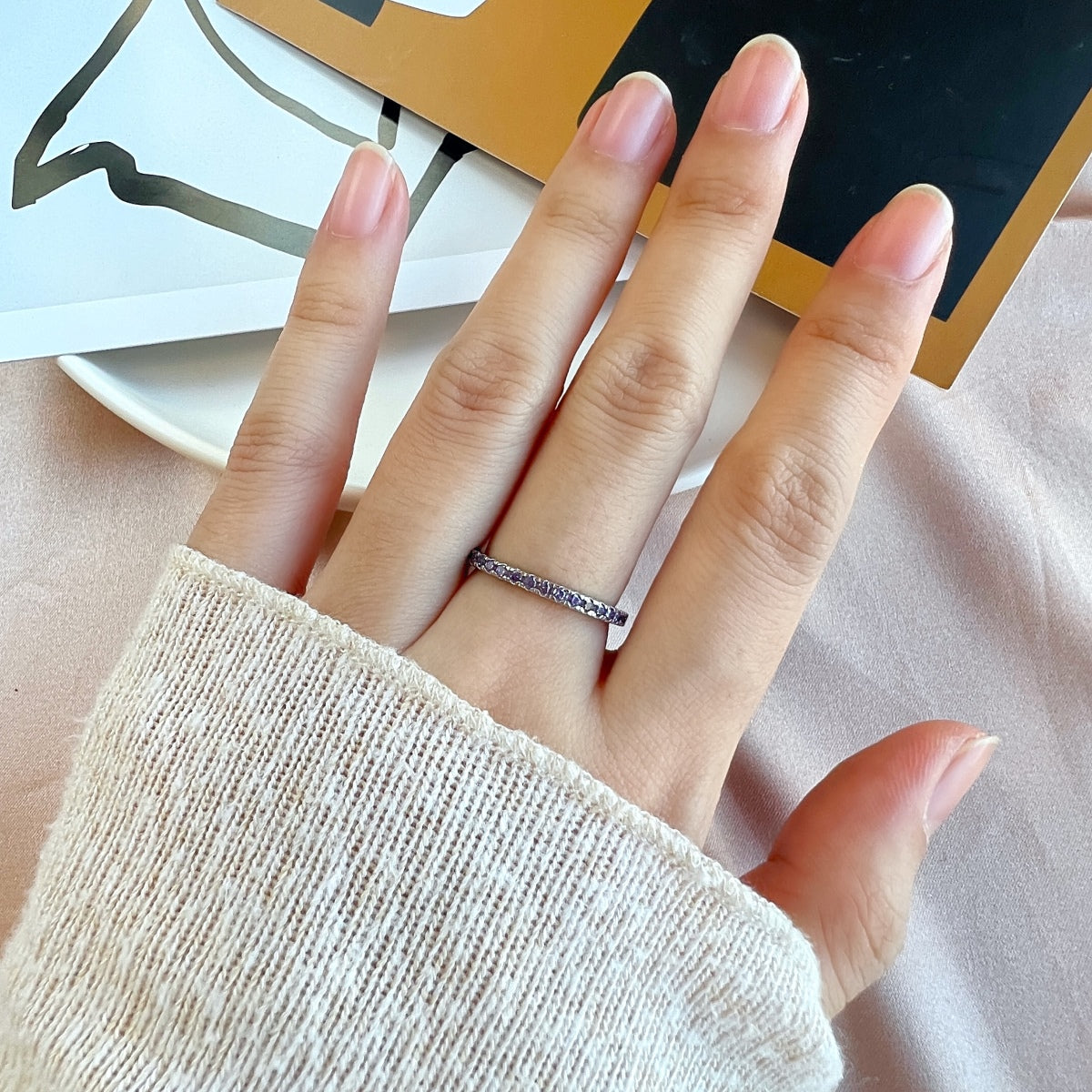 [Okajuri Jewelry]Delicate Sparkling Round Cut Daily Ring