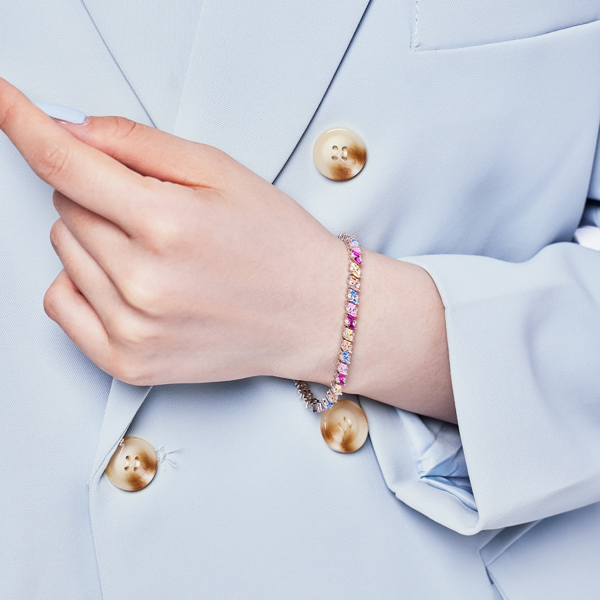 [Okajuri Jewelry]Ornate Sparkling Multi Cut Party Bracelet