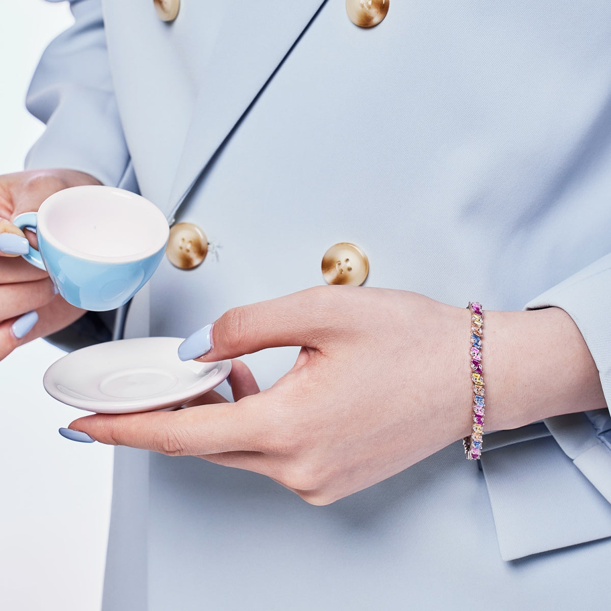 [Okajuri Jewelry]Ornate Sparkling Multi Cut Party Bracelet