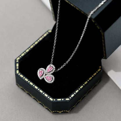 [Okajuri Jewelry]Elegant Flower Shape Pear Cut Necklace