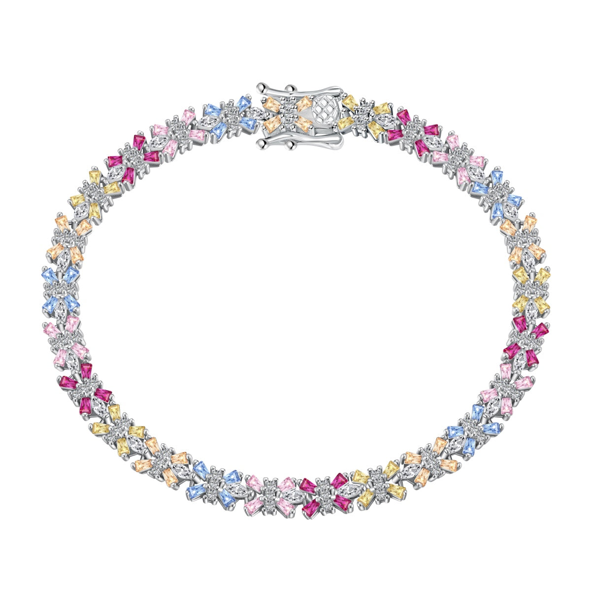 [Okajuri Jewelry]Radiant Colorful Emerald Cut Party Bracelet