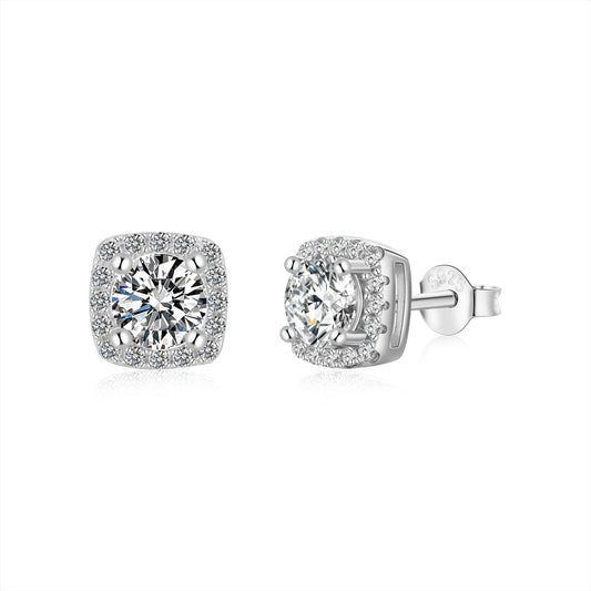 [Okajuri Jewelry]Classic Round Center Stone Stud Earrings