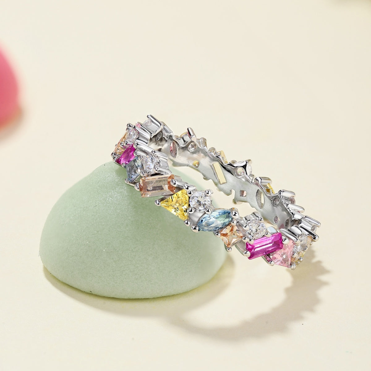 [Okajuri Jewelry]Dazzling Polychromatic Multi cut Daily Ring