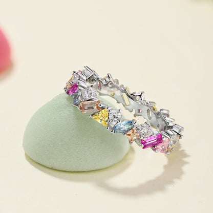 [Okajuri Jewelry]Dazzling Polychromatic Multi cut Daily Ring