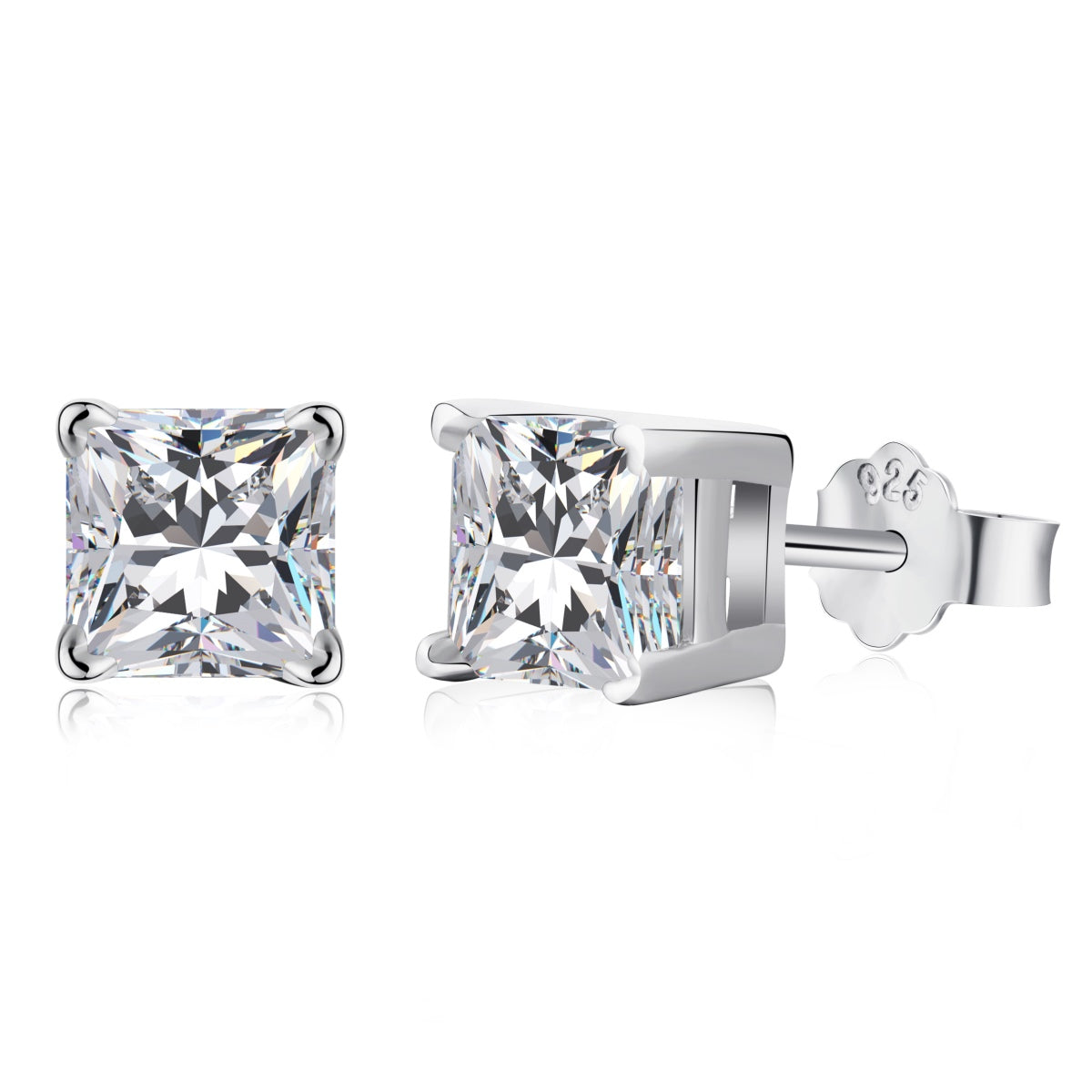 [Okajuri Jewelry]1.0 Carat Radiant Princess Cut Wedding Earrings