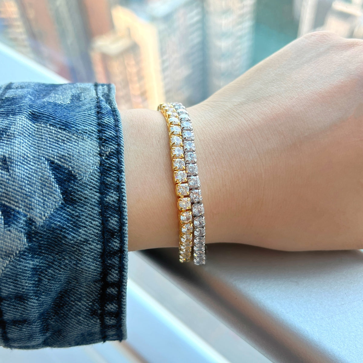 [Okajuri Jewelry]Sparkling Radiant Princess Cut Tennis Bracelet