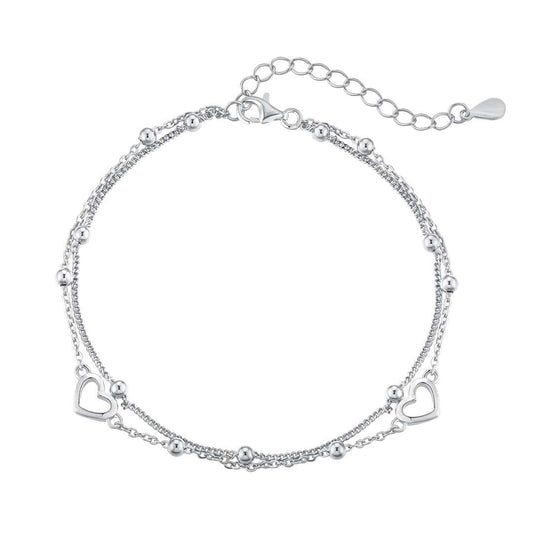 [Okajuri Jewelry]Dainty Double Layer Love Heart Bracelet