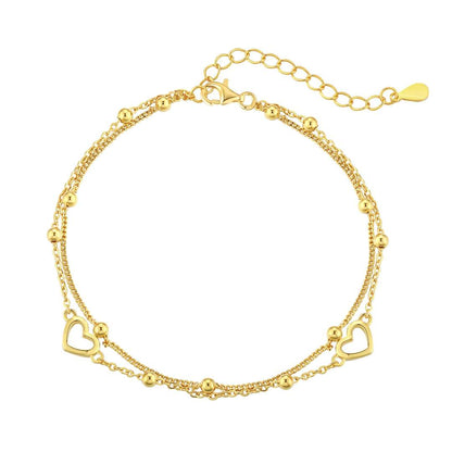 [Okajuri Jewelry]Dainty Double Layer Love Heart Bracelet