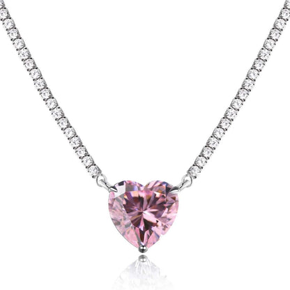 [Okajuri Jewelry]8.0 Carat Versatile Colorful Sweet Heart-Shaped Tennis Necklace