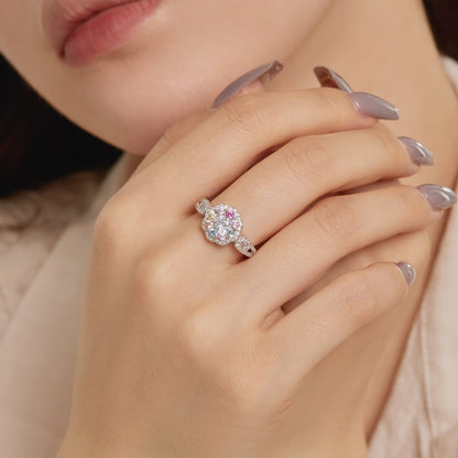 [Okajuri Jewelry]Delicate Colorful Round Cut Flower Shape Wedding Ring