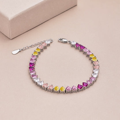 [Okajuri Jewelry]Luxurious Colorful Romantic Heart Shape Lover Bracelet