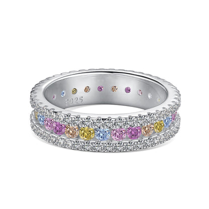 [Okajuri Jewelry]Delicate Colorful Round Cut Daily Ring