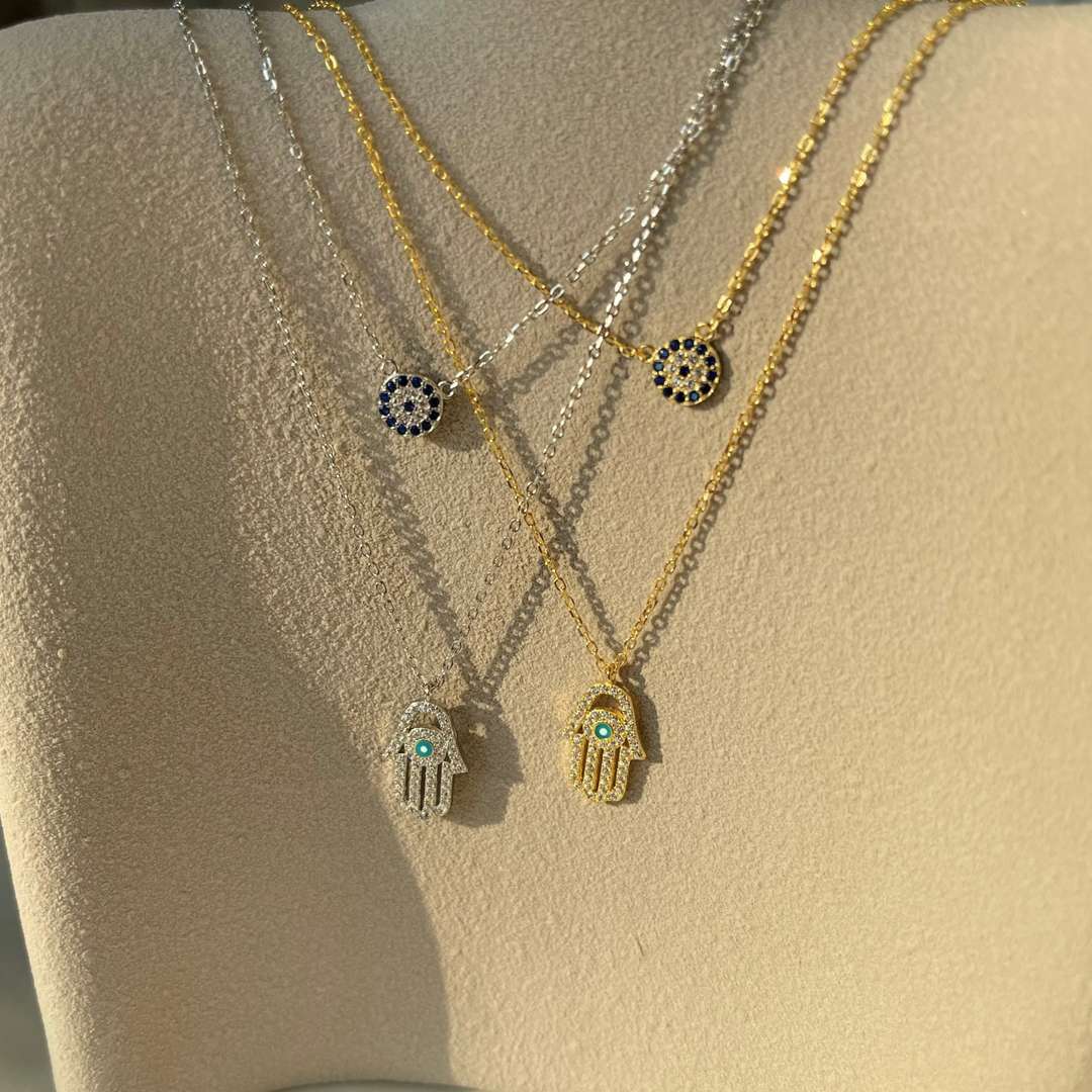 [Okajuri Jewelry]Demon Eye Hamsa Palm Necklace