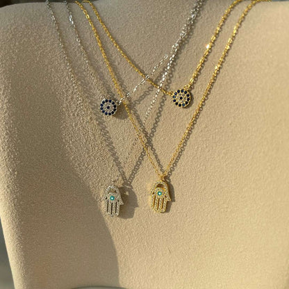 [Okajuri Jewelry]Demon Eye Hamsa Palm Necklace