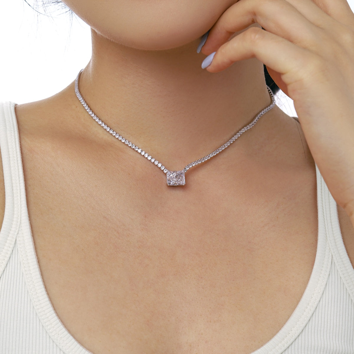 [Okajuri Jewelry]4.0 Carat Elegant Radiant Cut Necklace