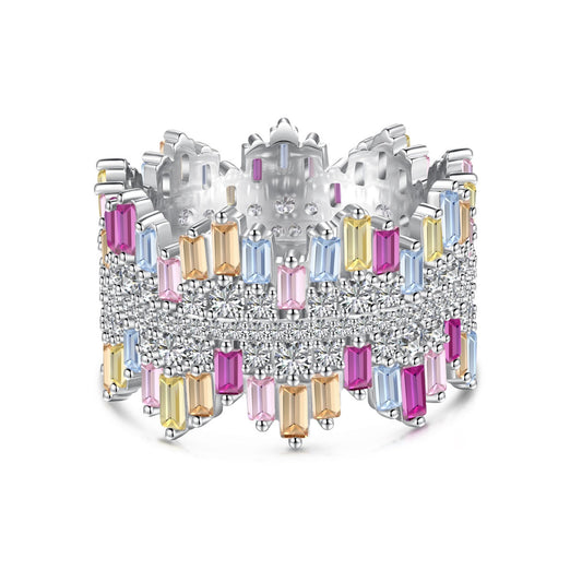 [Okajuri Jewelry]Luxurious Colorful Radiant Cut Daily Ring