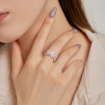 [Okajuri Jewelry]Luxurious Colorful Radiant Cut Daily Ring