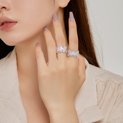 [Okajuri Jewelry]Luxurious Colorful Radiant Cut Daily Ring
