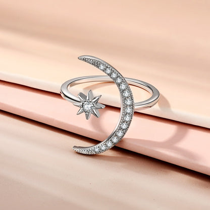 [Okajuri Jewelry]Eternity Moon & Star Ring