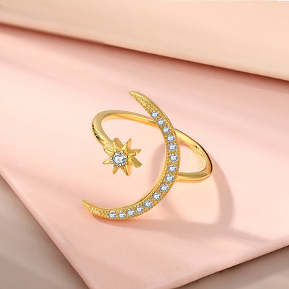 [Okajuri Jewelry]Eternity Moon & Star Ring