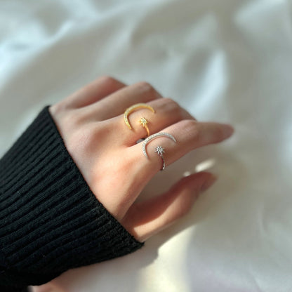 [Okajuri Jewelry]Eternity Moon & Star Ring