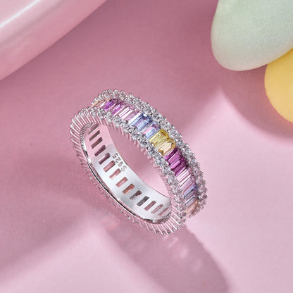 [Okajuri Jewelry]Dainty Kaleidoscopic Emerald Cut Daily Ring