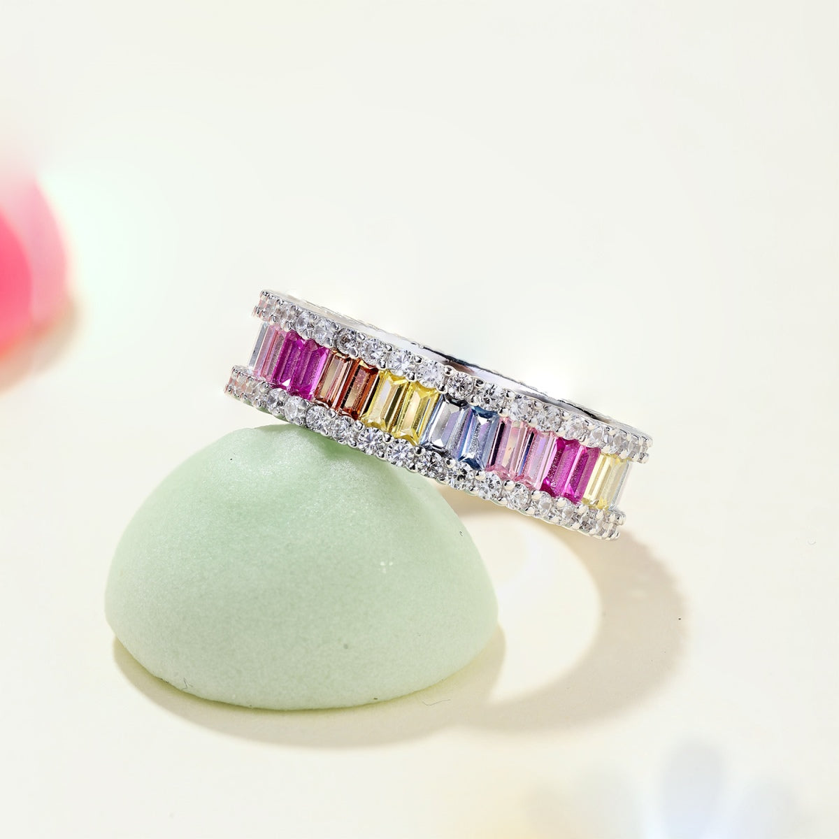 [Okajuri Jewelry]Dainty Kaleidoscopic Emerald Cut Daily Ring