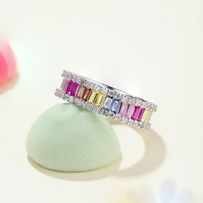 [Okajuri Jewelry]Dainty Kaleidoscopic Emerald Cut Daily Ring