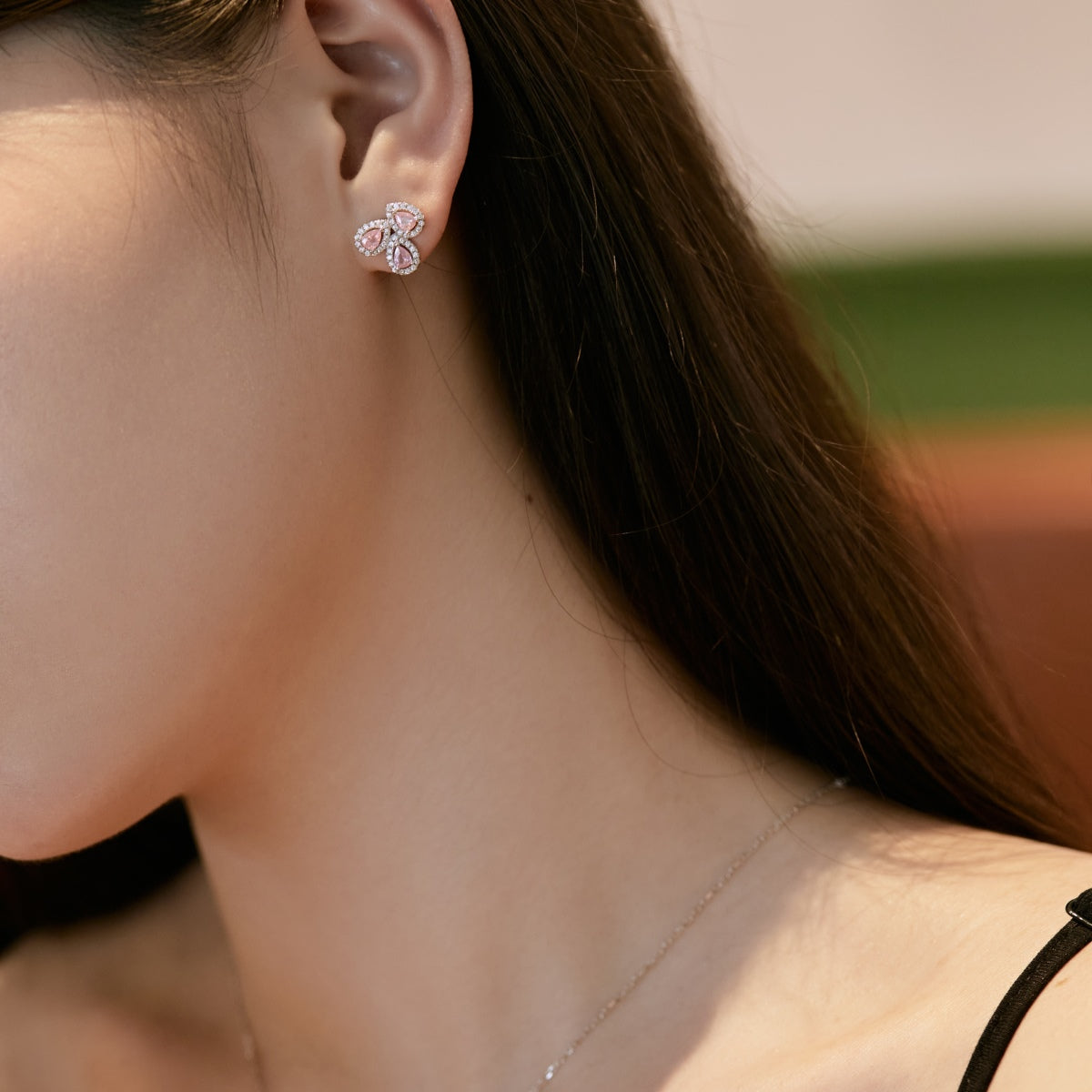 [Okajuri Jewelry]Ornate Flower Shape Pear Cut Lover Earrings